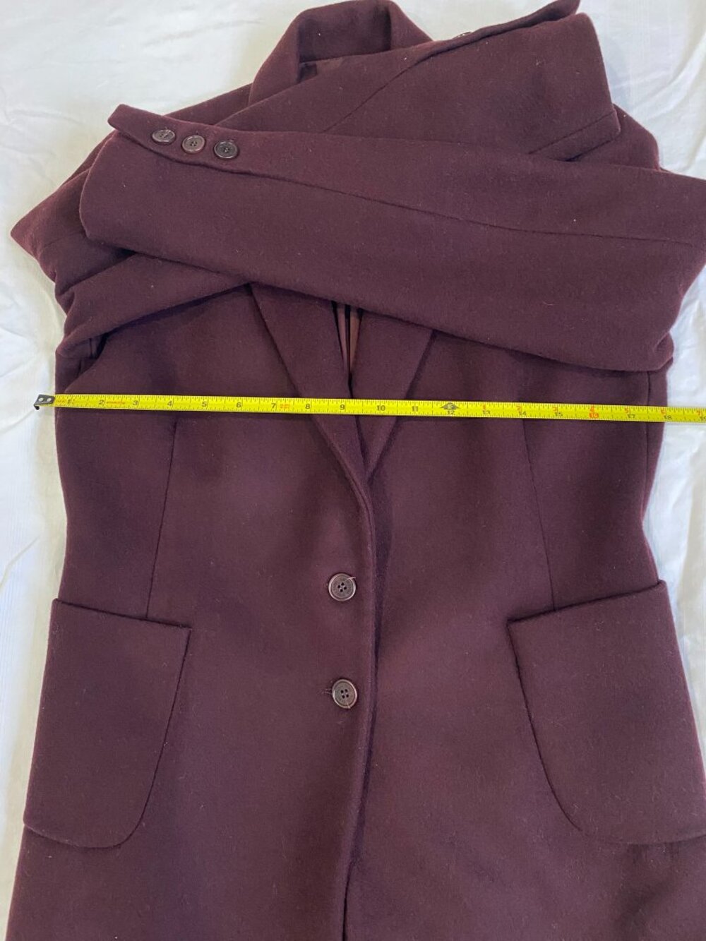 Adele Fado vintage women's burgundy coat 44 - Picture 3 of 9
